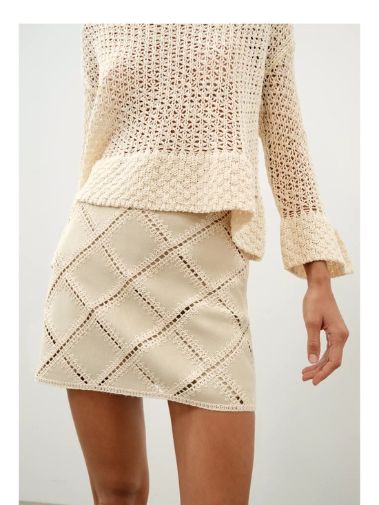 Zara Dresses & Skirts - Zara Cream Crochet Diamond-Panel Mini Skirt